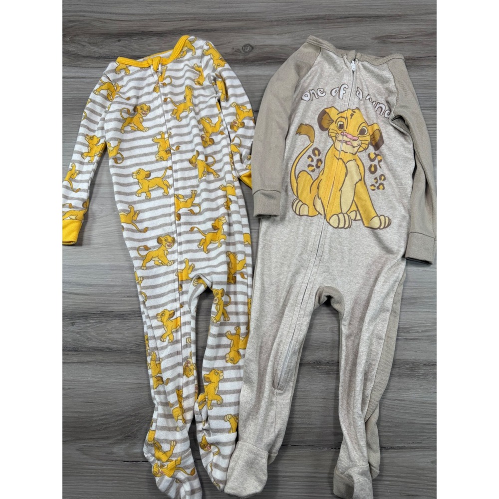 Lot of 2 Disney Baby The Lion King Simba 9M Footed Pajamas Sleepers‎ Romper